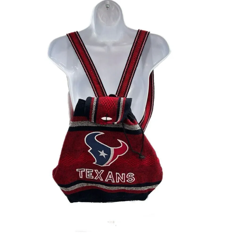 Houston Texans NFL Unisex Mexican Falza Blanket Drawstring Backpack Red / Navy